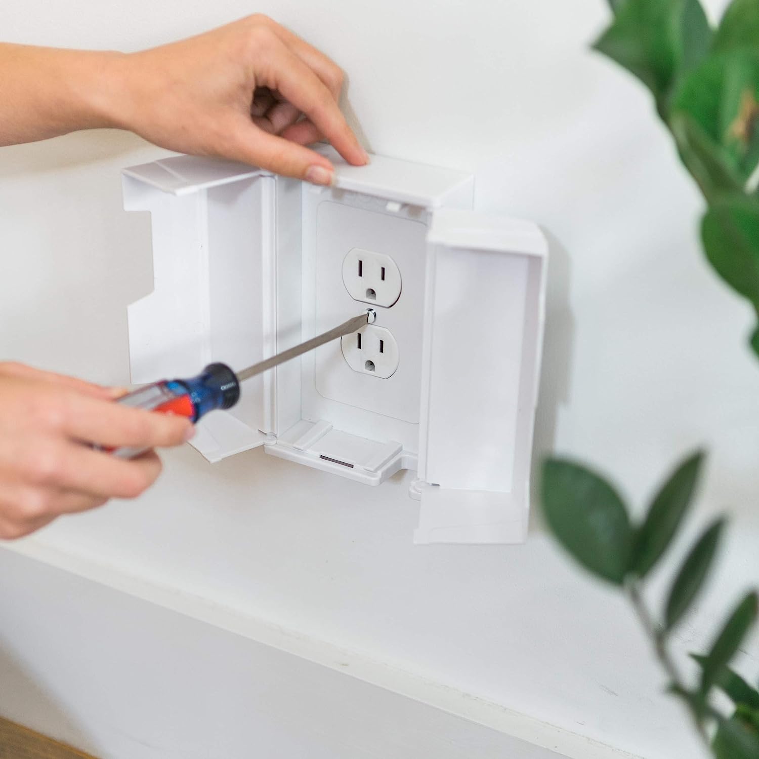 Outlet Cover Box for Child Safety (2 Pack) Duplex & Decorator Electrical Outlet Plates, Concealed Access Buttons, and Spacious Compartment - Jool Baby - Image 3